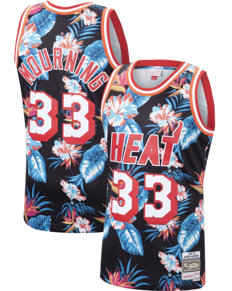 NBA Heat 33 Alonzo Mourning Black Fashion Hardwood Classics Men Jersey