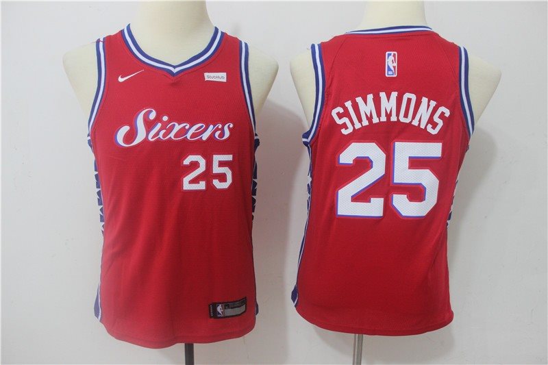 NBA 76ers 25 Ben Simmons Red Nike Swingman Youth Jersey