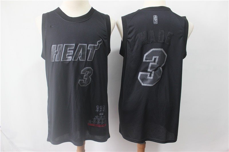 NBA Heat 3 Dwyane Wade Black MVP Honorary Edition Nike Men Jersey