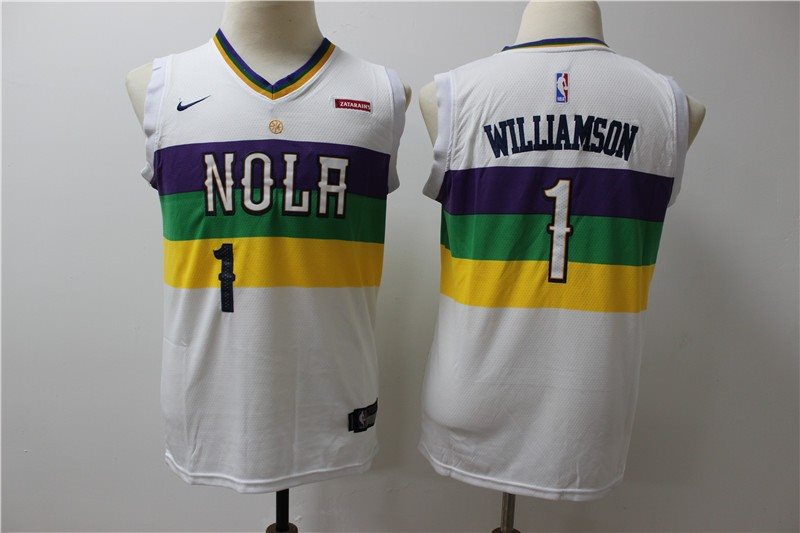 NBA Pelicans 1 Zion Williamson White City Edition Nike Swingman Youth Jersey