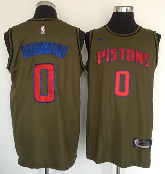 NBA Pistons 0 Andre Drummond Olive Nike Swingman Men Jersey