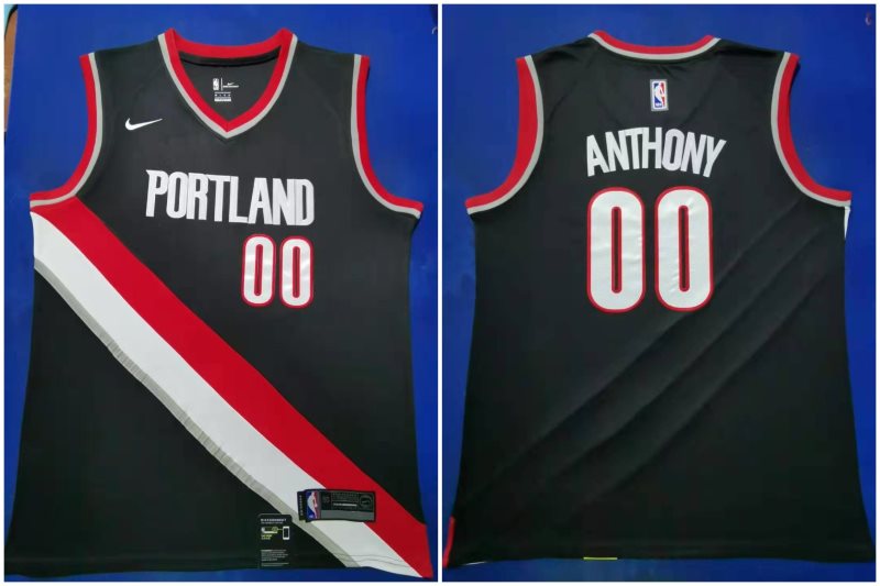 NBA Portland Trail Blazers 00 Black Carmelo Anthony Nike Men Jersey