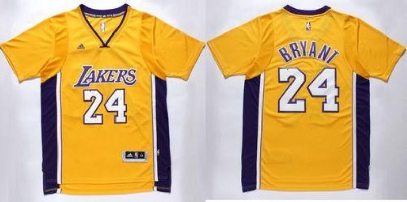 NBA Lakers 24 Kobe Bryant Gold Short Sleeve Men Jersey