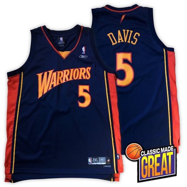 NBA Warriors 5 Baron Davis Blue Vintage Adidas Men Jersey