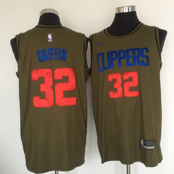NBA Clippers 32 Blake Griffin Olive Nike Swingman Men Jersey