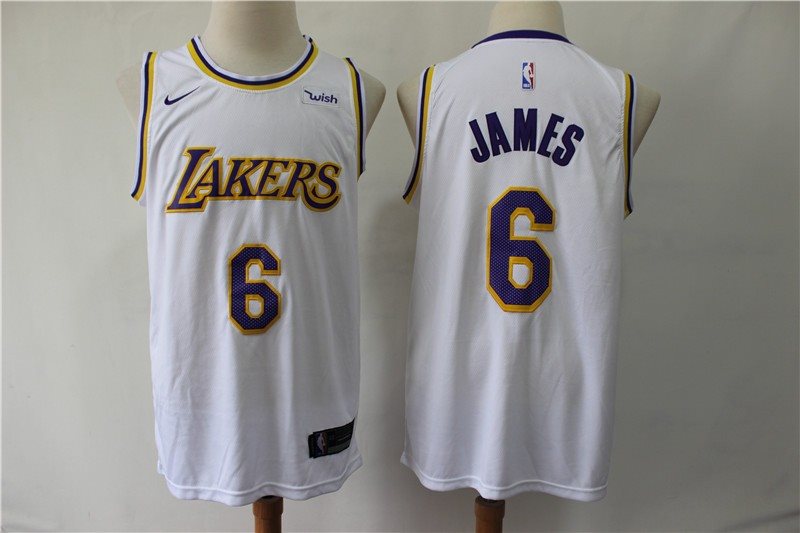 NBA Lakers 6 LeBron James White Nike Men Jersey With Logo