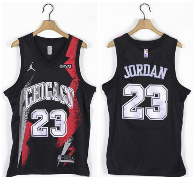 NBA Bulls 23 Michael Jordan Black Jordan Men Jersey