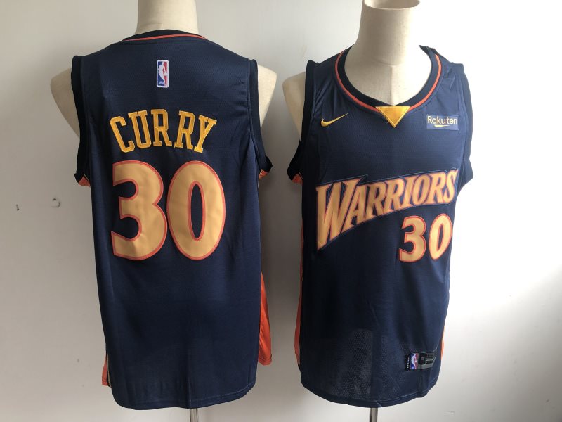 NBA Warrior 30 Stephen Curry Navy Nike Throwback Men Jersey