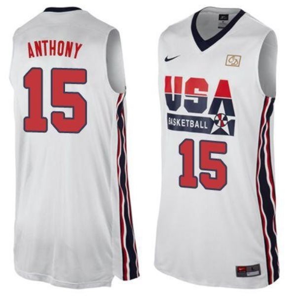 Team USA No.15 Carmelo Anthony White 2012 USA Basketball Retro Men's Basketball Jersey