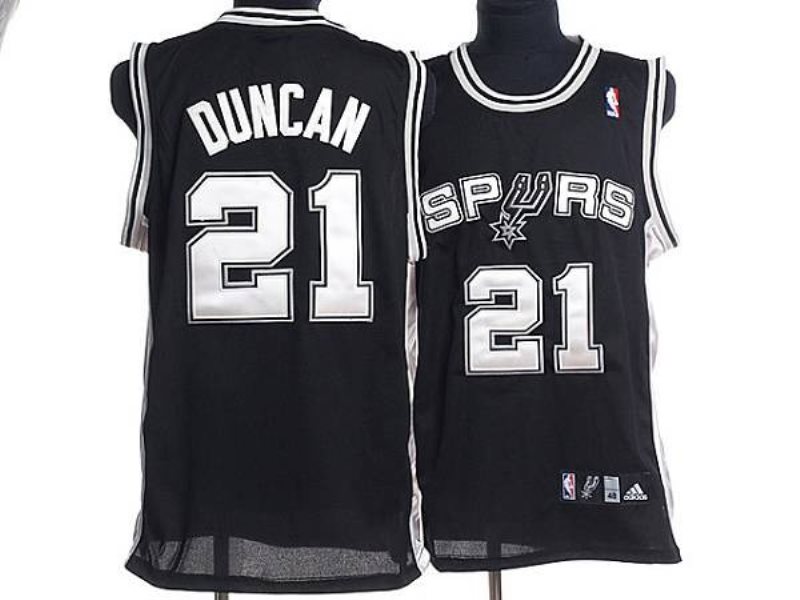 NBA Spurs 21 Tim Duncan Black Men Jersey