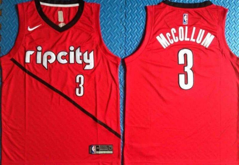 NBA Blazers 3 C.J. McCollum Red Nike Men Jersey