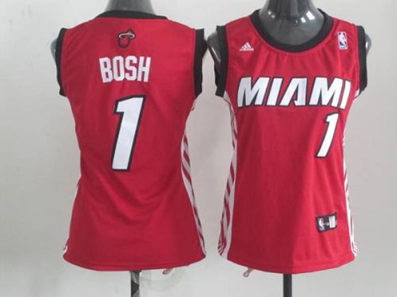 NBA Heat 1 Chris Bosh Red Alternate Women Jersey