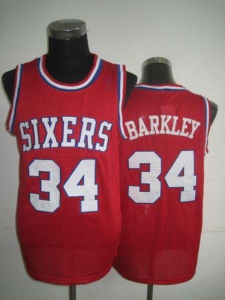 NBA 76ers 34 Charles Barkley Red Throwback Men Jersey