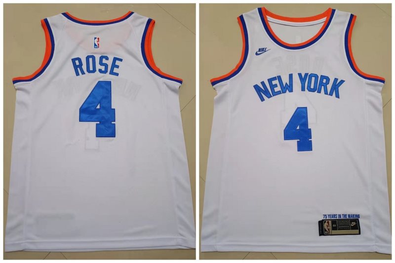 NBA New York Knicks 4 Rose 75th Anniversary Men Jersey