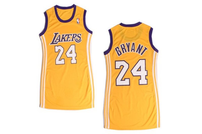 NBA Lakers 24 Kobe Bryant Yellow Print Dress Women Jersey