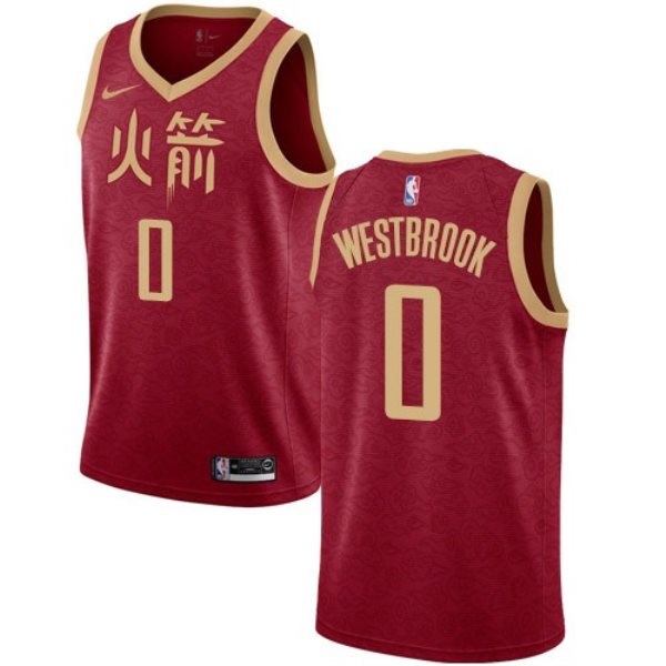 NBA Houston Rockets 0 Russell Westbrook Red City Edition Nike Men Jersey