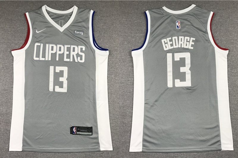 NBA Clippers 13 Paul George Grey Nike Men Jersey