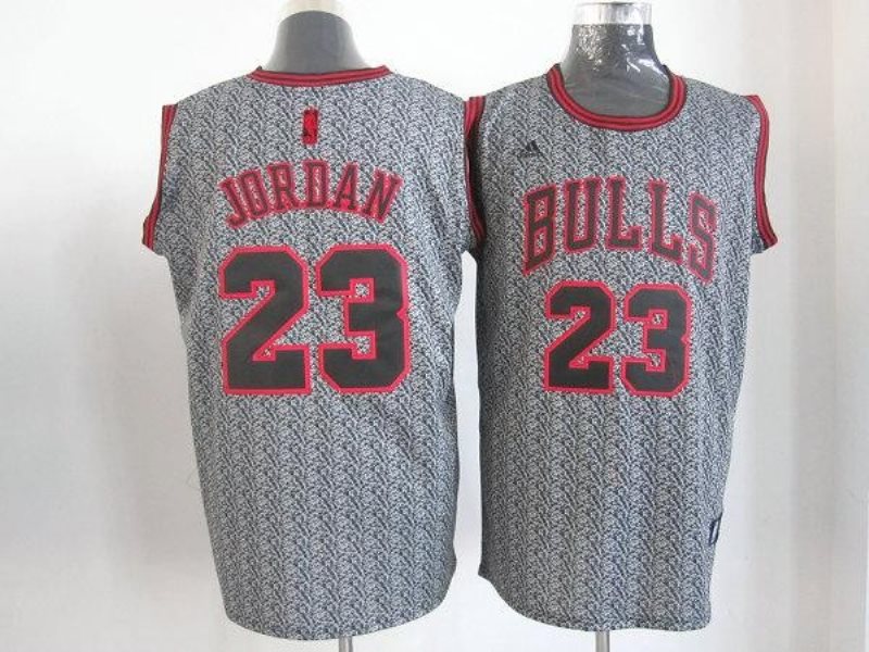 NBA Bulls 23 Michael Jordan Grey Static Men Jersey