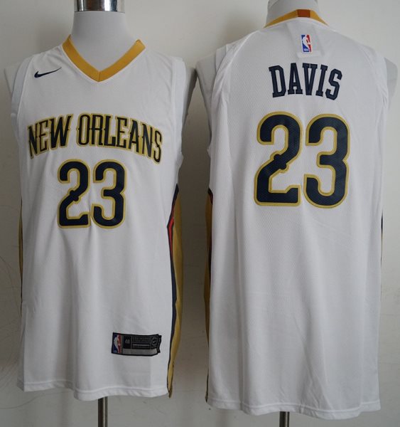NBA Pelicans 23 Anthony Davis White Nike Men Jersey