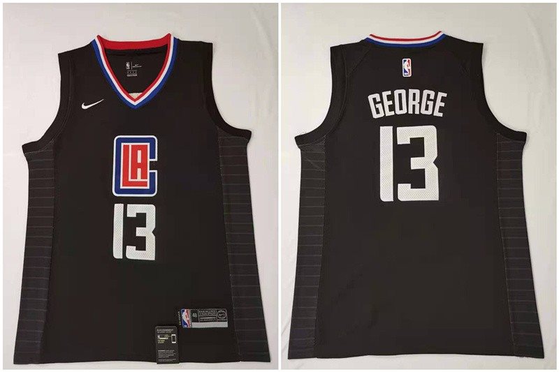 NBA Clippers 13 Paul George Black Nike Men Jersey