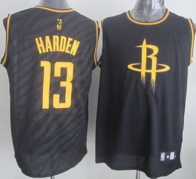 NBA Rockets 13 James Harden Black Precious Metals Men Jersey