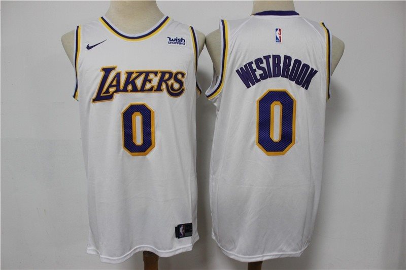 NBA Lakers 0 Russell Westbrook White Nike Men Jersey