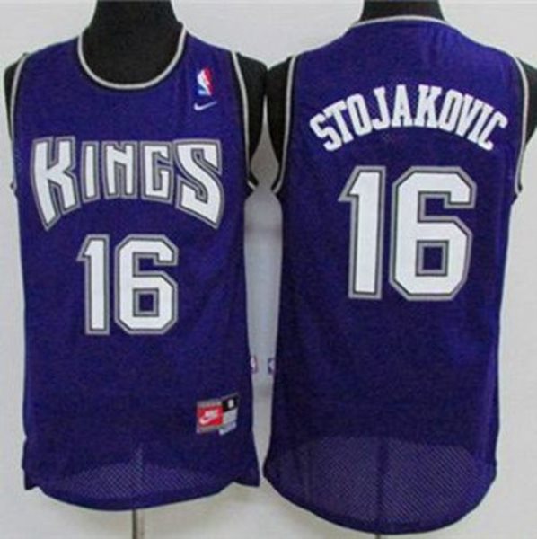 NBA Kings 16 Peja Stojakovic Purple Throwback Men Jersey