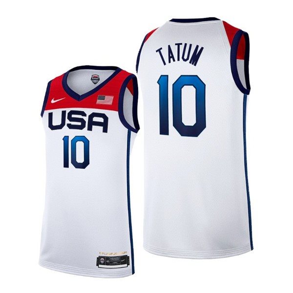 USA Basketball 10 Jayson Tatum 2021 Tokyo Olympics White Home Men Jersey