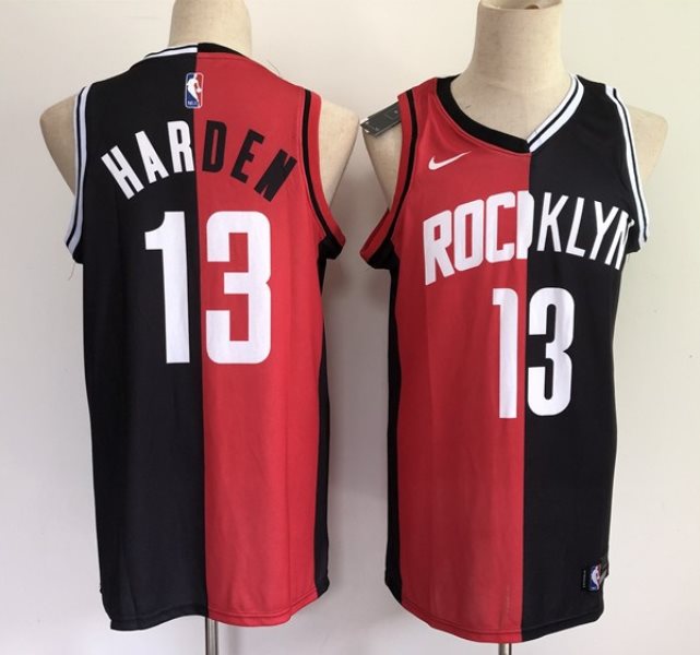 NBA Nets 13 James Harden Black Red 2021 Past & Present MVP Men Jersey