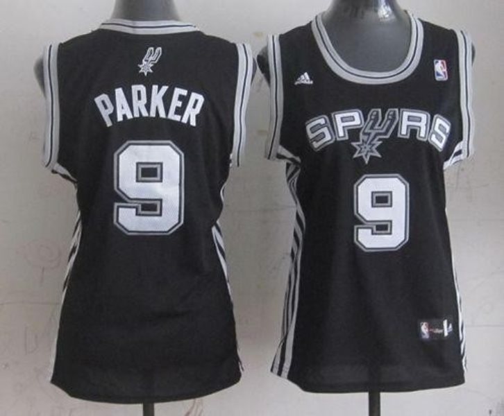 NBA Spurs 9 Tony Parker Black Road Women Jersey
