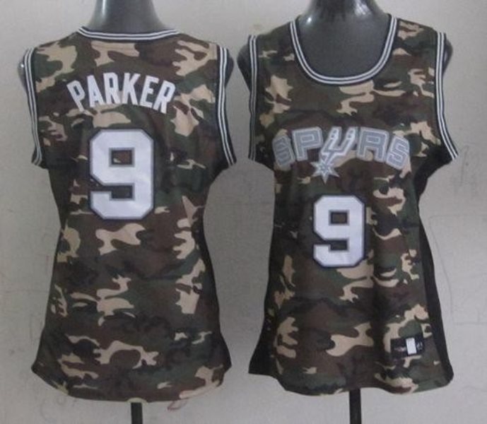 NBA Spurs 9 Tony Parker Camo Stealth Collection Women Jersey