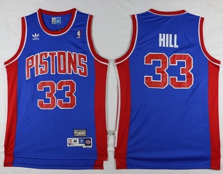 NBA Pistons 33 Grant Hill Blue Throwback Men Jersey