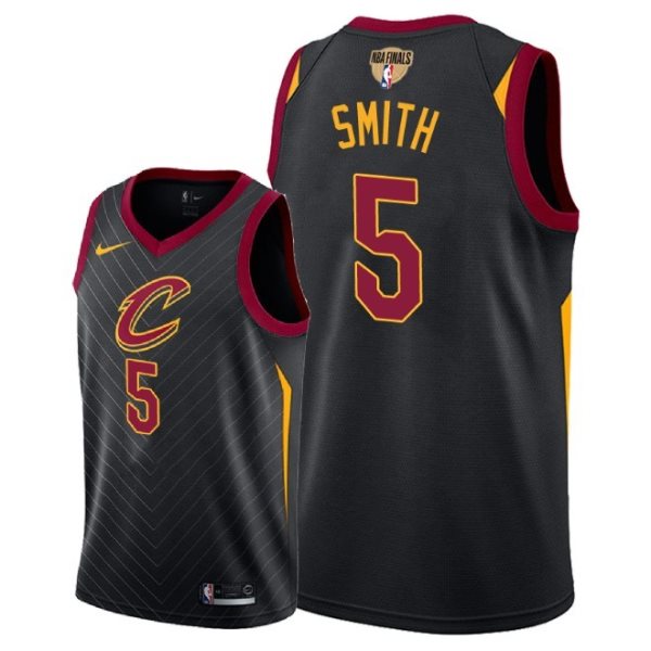 NBA Cavaliers 5 J.R. Smith 2018 NBA Finals Patch Black Men Jersey