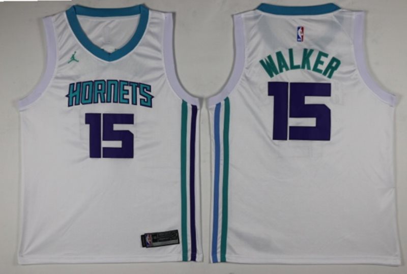 NBA Hornets 15 Kemba Walker White Swingman Nike Men Jersey