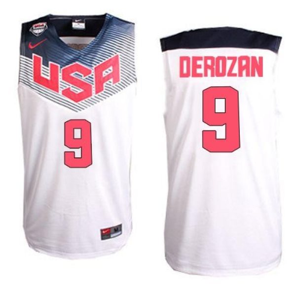 Team USA No.9 DeMar DeRozan White Men's Basketball Jersey