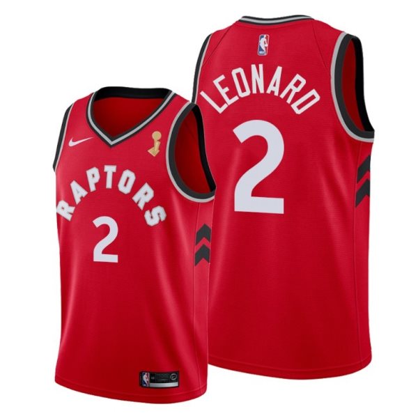 NBA Raptors 2 Kawhi Leonard Red 2019 NBA Finals Champions Men Jersey