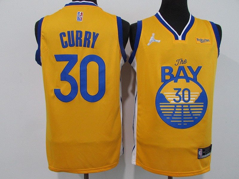 NBA Warriors 30 Stephen Curry Yellow 75th Anniversary Men Jersey
