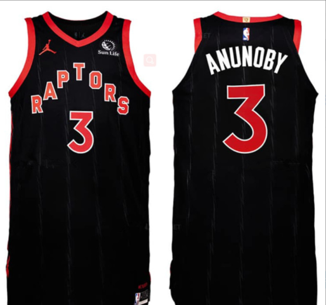 NBA Toronto Raptors 3 OG Anunoby Black Men Jersey