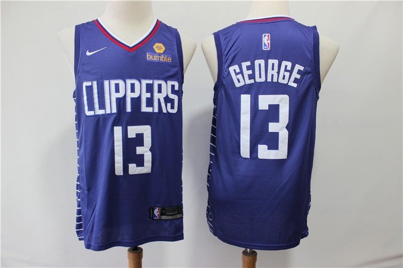 NBA Clippers 13 Paul George Blue Swingman Nike Men Jersey