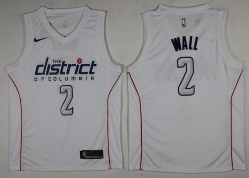 NBA Wizards 2 John Wall White City Edition Nike Swingman Men Jersey