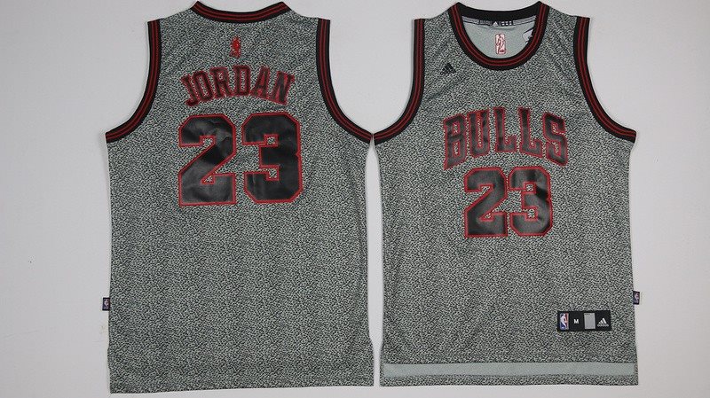 NBA Bulls 23 Michael Jordan Grey Snowflake Swingman Men Jersey