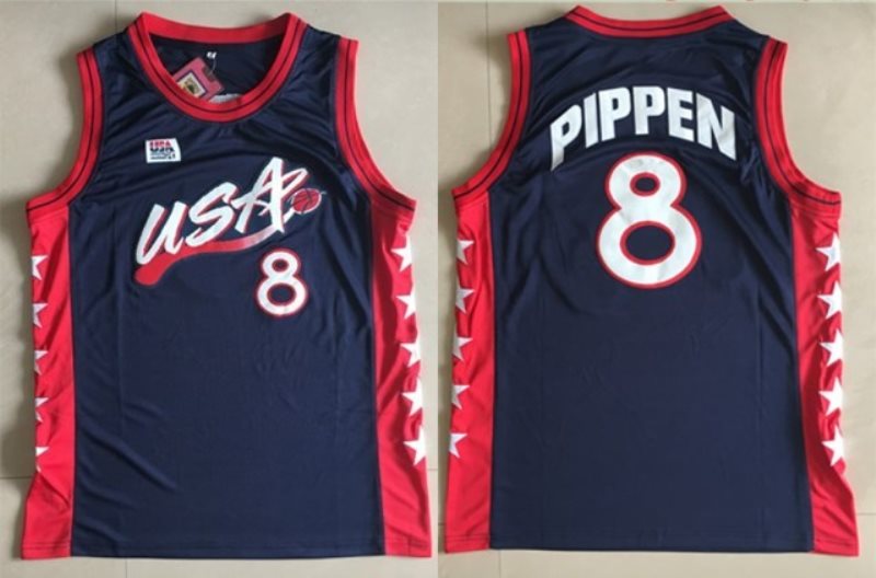 Team USA 8 Scottie Pippen Navy Dream Team III Jersey