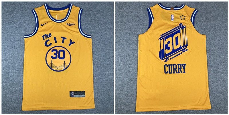 NBA Warriors 30 Stephen Curry Yellow City Edition Nike Men Jersey