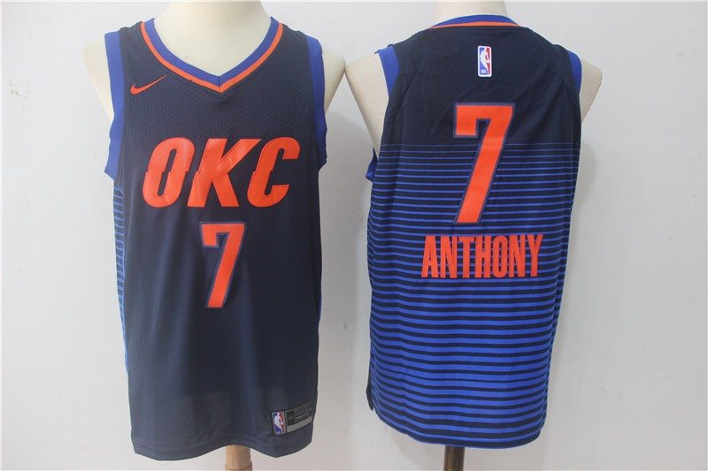 NBA Thunder 7 Carmelo Anthony Blue Nike Men Jersey