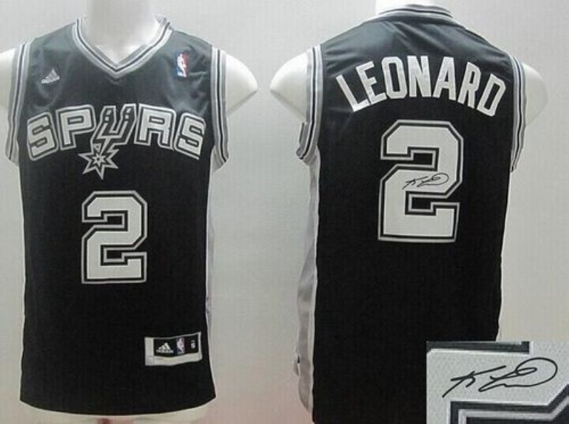 NBA Spurs 2 Kawhi Leonard Black Autographed Men Jersey