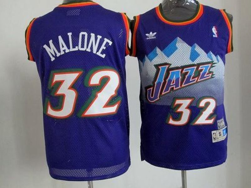 NBA Jazz 32 Karl Malone Purple Throwback Men Jersey