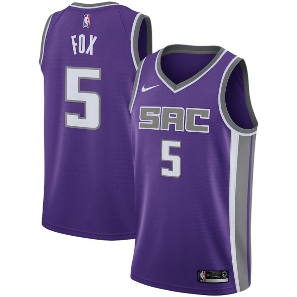 NBA Kings 5 De'Aaron Fox Purple Nike Men Jersey