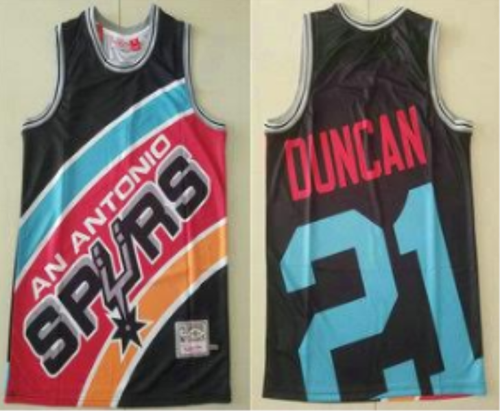 NBA Spurs 21 Tim Duncan Mitchell&Ness Big Face Men Jersey