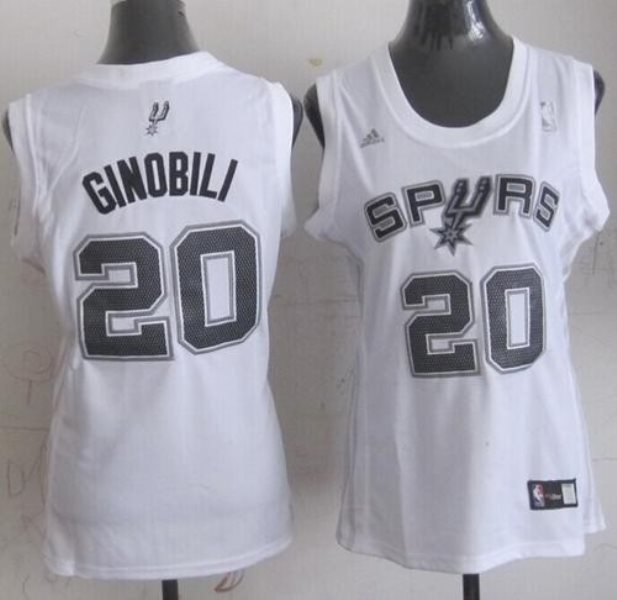 NBA Spurs 20 Manu Ginobili White women Jersey