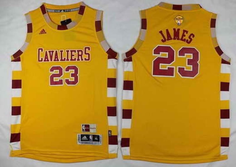 NBA Cavaliers 23 LeBron James Yellow The Finals Patch Stitched Adidas Youth Jersey